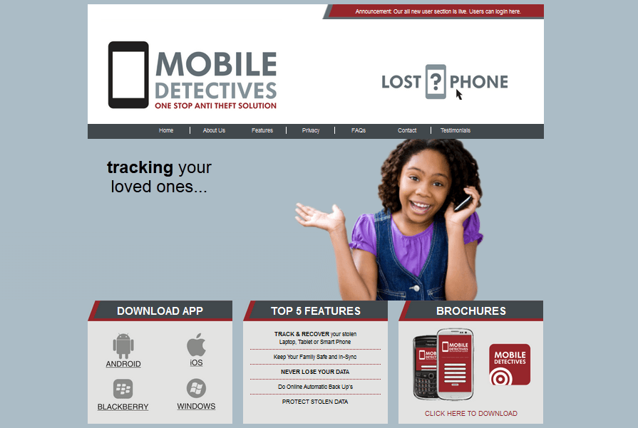 Mobile Detective Website Screenshot